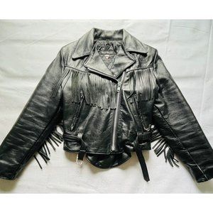 Steer Brand USA Leather Motorcycle Suit Fringed Jacket Sz 10 Women